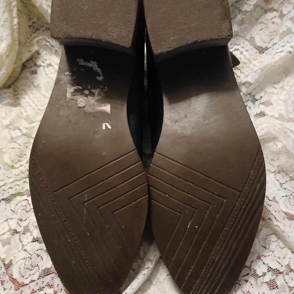 Nicole Black Leather Ankle Boots Zipper Side Sz 9 1/2M - Picture 6 of 10